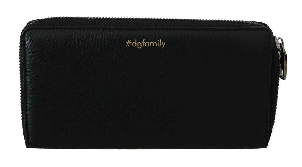 Dolce & Gabbana Black Leather #DGFAMILY Zipper Continental Mens Wallet - Luxe & Glitz