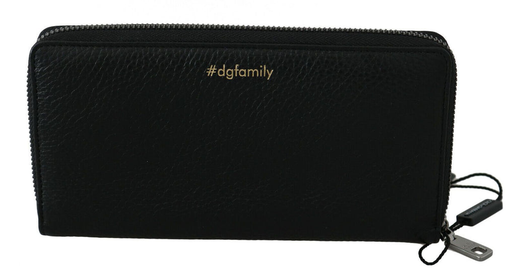 Dolce & Gabbana Black Red Leather #DGFAMILY Zipper Continental Wallet - Luxe & Glitz