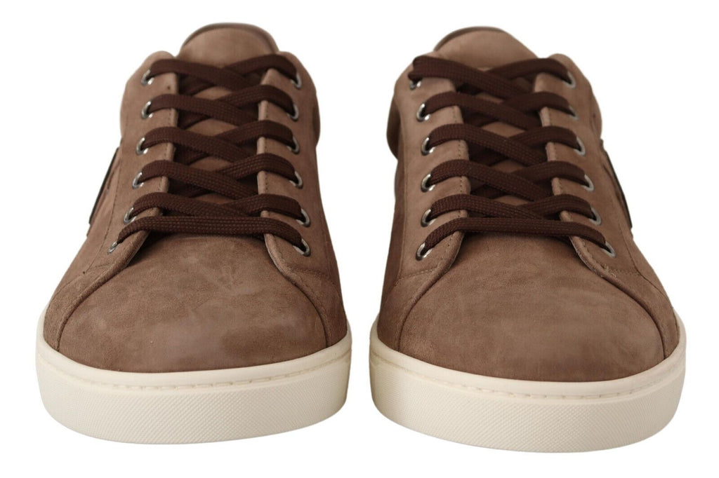 Dolce & Gabbana Brown Suede Leather Sneakers Shoes Dolce & Gabbana