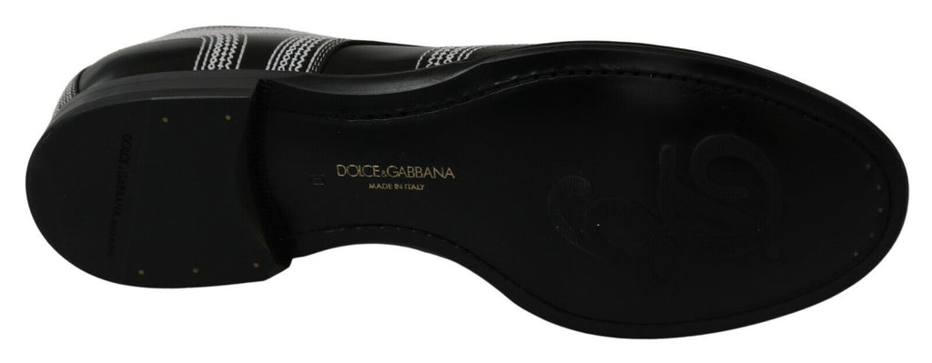 Dolce & Gabbana Black Leather Derby Formal White Lace Shoes Dolce & Gabbana