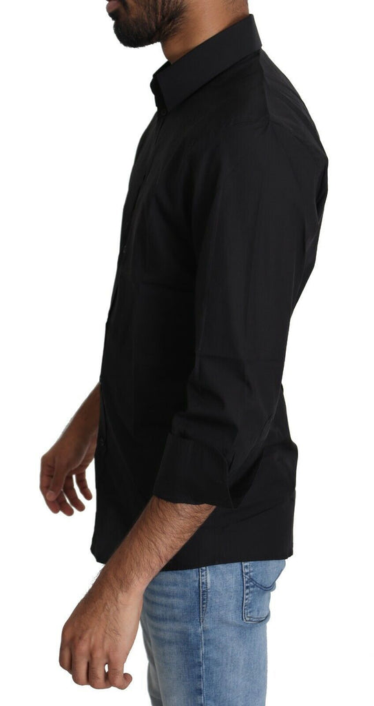 Dolce & Gabbana Black Cotton Formal Dress Men Top Shirt Dolce & Gabbana