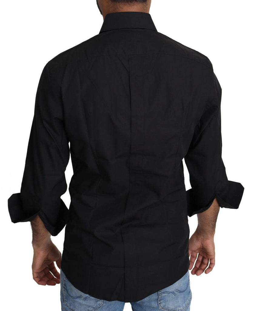 Dolce & Gabbana Black Cotton Formal Dress Men Top Shirt Dolce & Gabbana