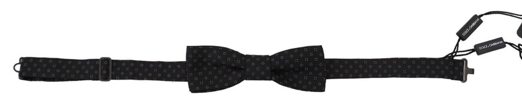 Dolce & Gabbana Black Pattern Silk Adjustable Neck Papillon Bow Tie - Luxe & Glitz