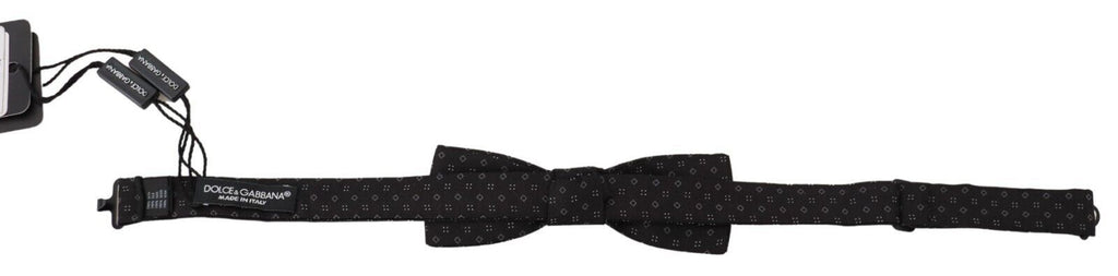 Dolce & Gabbana Black Pattern Silk Adjustable Neck Papillon Bow Tie - Luxe & Glitz