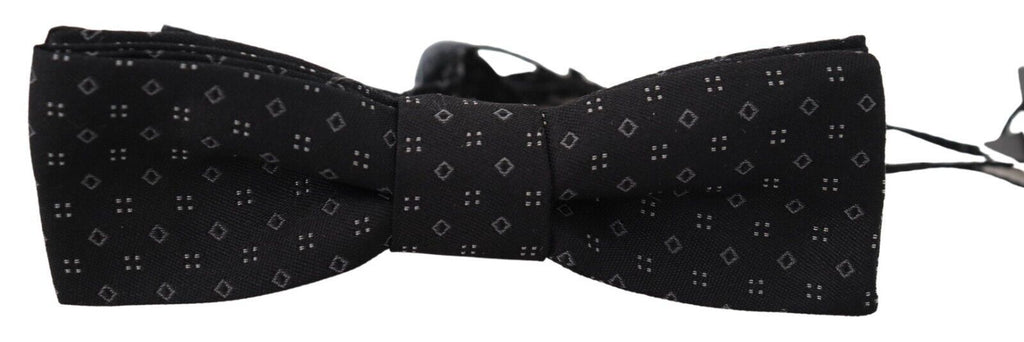 Dolce & Gabbana Black Pattern Silk Adjustable Neck Papillon Bow Tie - Luxe & Glitz