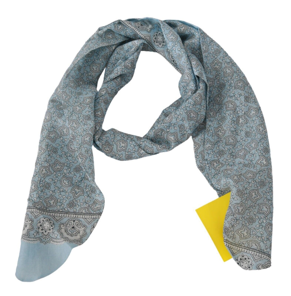 Ermanno Scervino Light Blue Bandana Wrap Shawl Foulard Scarf - Luxe & Glitz