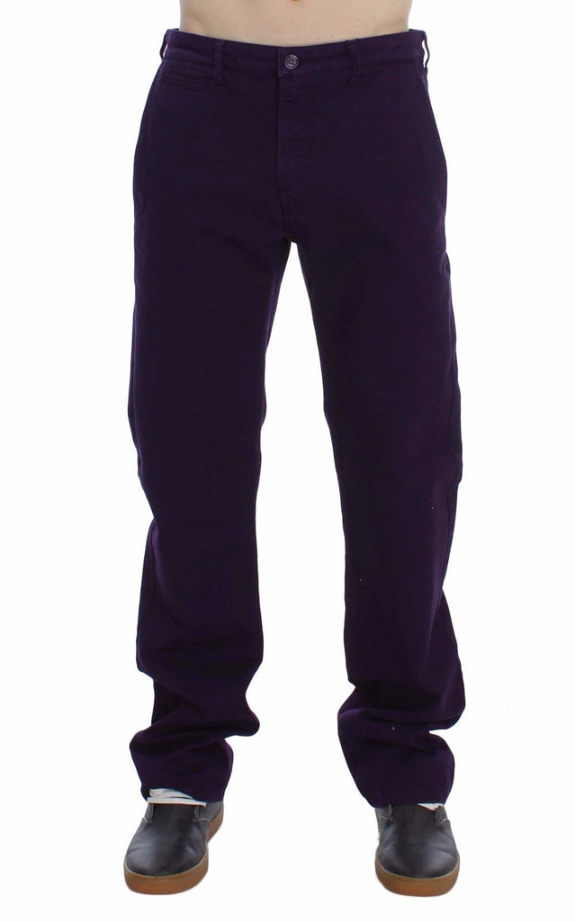 GF Ferre Purple Cotton Stretch Purple Fit  Pants - Luxe & Glitz