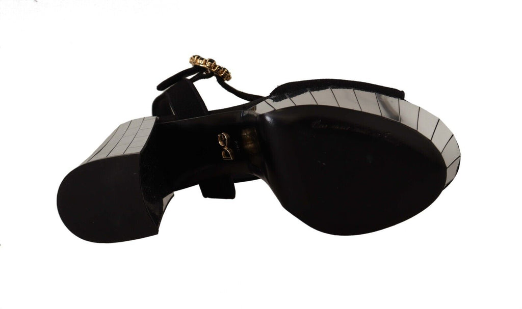 Dolce & Gabbana Black Crystals Ankle Strap Platform Sandals Shoes Dolce & Gabbana