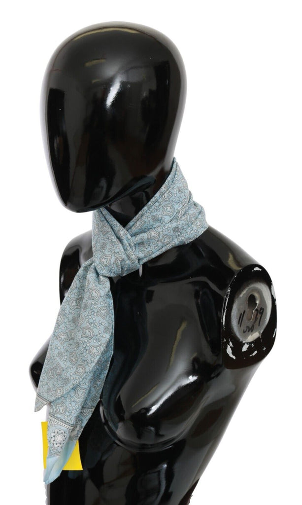 Ermanno Scervino Light Blue Bandana Wrap Shawl Foulard Scarf - Luxe & Glitz