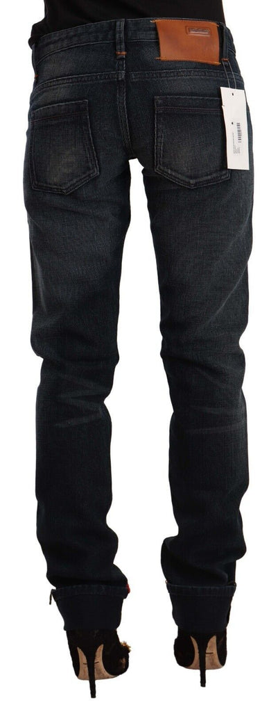 Acht Black Washed Cotton Skinny Denim Low Waist Jeans Acht