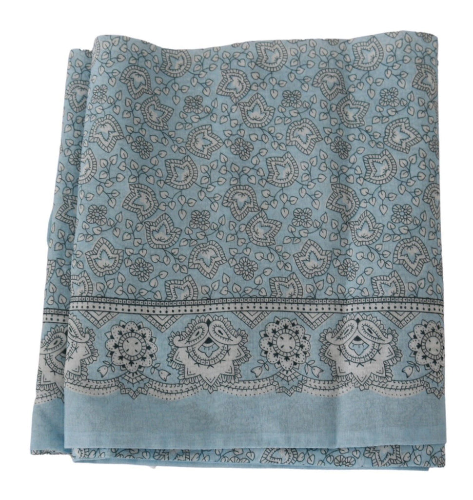 Ermanno Scervino Light Blue Bandana Wrap Shawl Foulard Scarf - Luxe & Glitz