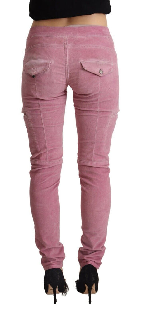 Acht Pink Cotton Low Waist Skinny Denim Cargo Jeans Acht