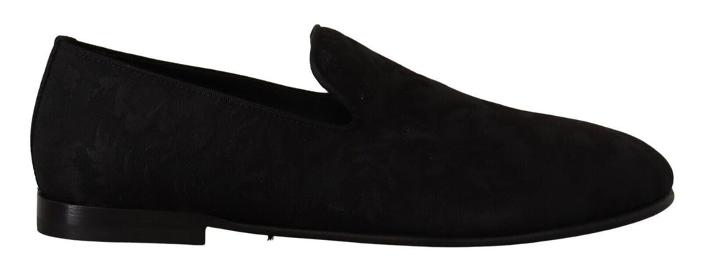 Dolce & Gabbana Black Jacquard Slippers Flats Loafers Shoes Dolce & Gabbana