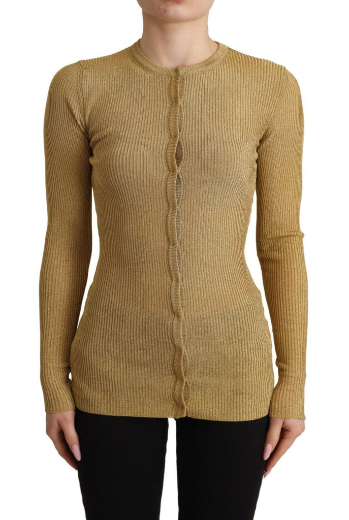 Dolce & Gabbana Gold Viscose Blend Buttons Cardigan Sweater Dolce & Gabbana