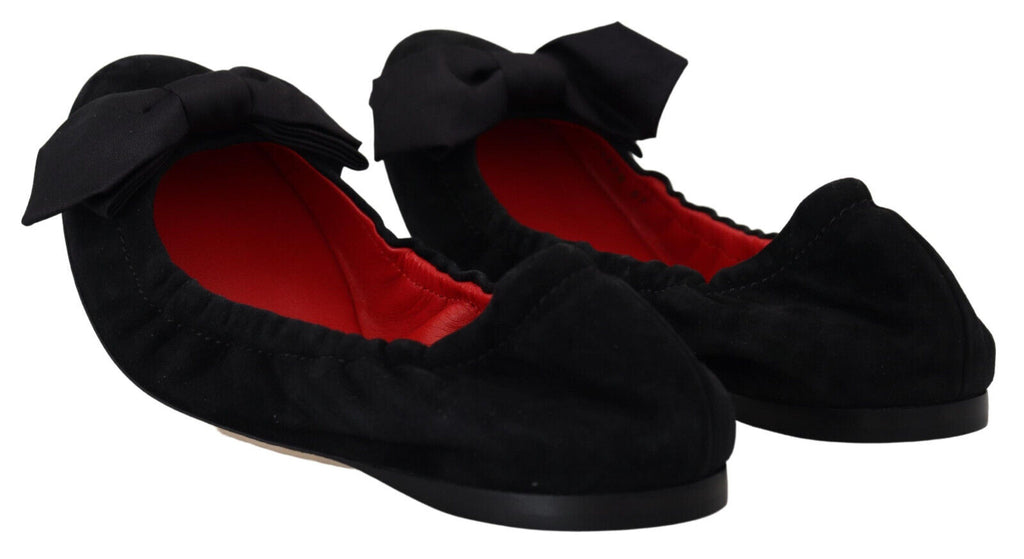 Dolce & Gabbana Black Suede Flat Slip On Ballet Shoes Dolce & Gabbana