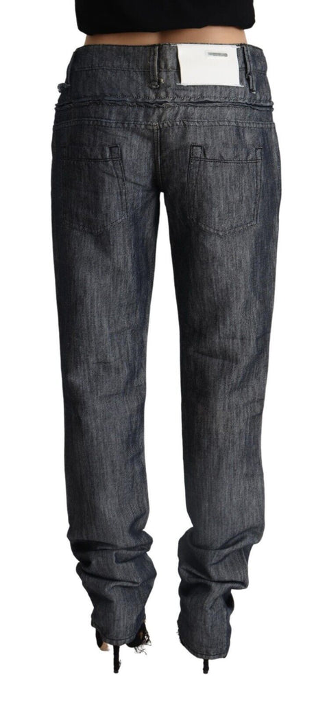 Acht Dark Gray Ramie Mid Wide Waist Straight Denim Jeans Acht