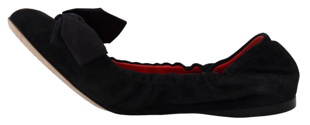 Dolce & Gabbana Black Suede Flat Slip On Ballet Shoes Dolce & Gabbana