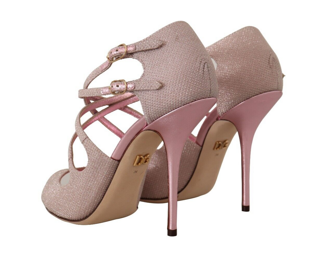 Dolce & Gabbana Pink Glittered Strappy Heels Sandals Shoes Dolce & Gabbana