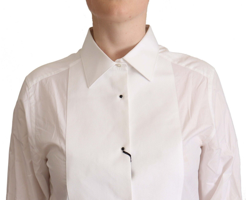 Dolce & Gabbana White Cotton Collared Long Sleeve Shirt Top Dolce & Gabbana