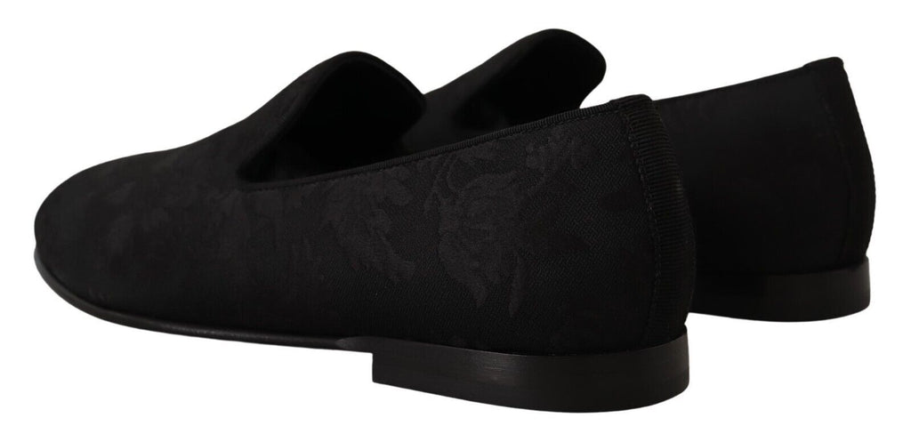 Dolce & Gabbana Black Jacquard Slippers Flats Loafers Shoes Dolce & Gabbana