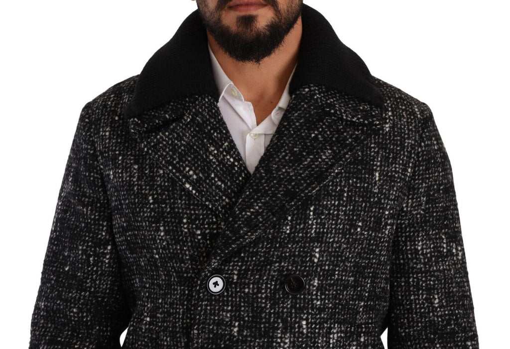 Dolce & Gabbana Black Wool Double Breasted Coat Men Jacket Dolce & Gabbana
