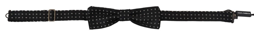 Dolce & Gabbana Black Silk Patterned Neck Papillon Accessory Bow Tie - Luxe & Glitz