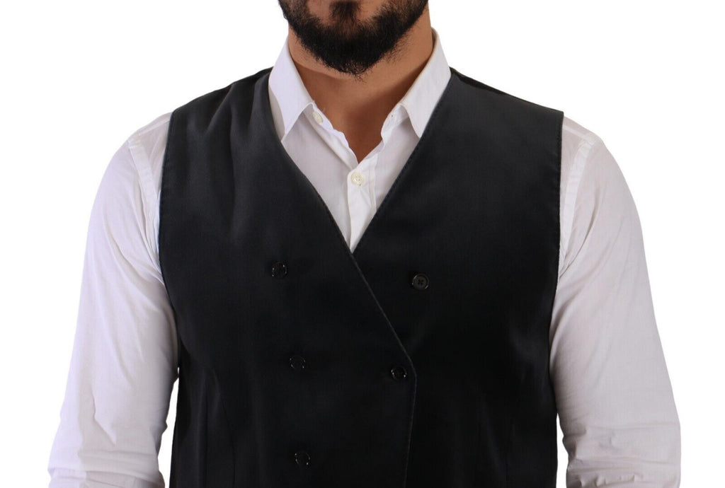 Dolce & Gabbana Gray Velvet Cotton Slim Fit Waistcoat Vest Dolce & Gabbana