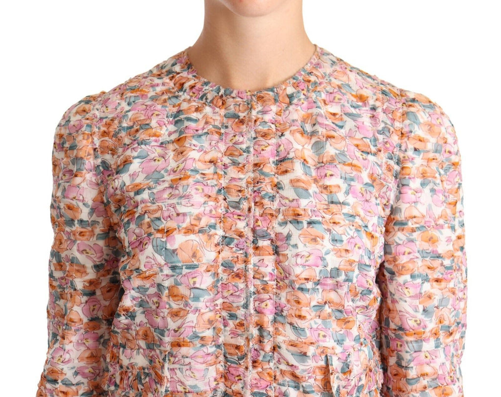 Dolce & Gabbana Multicolor Floral Print Silk Trench Coat Jacket - Luxe & Glitz