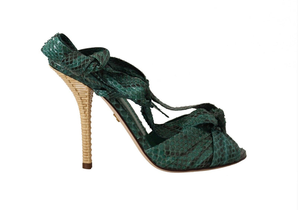 Dolce & Gabbana Emerald Exotic Leather Heels Sandals Shoes Dolce & Gabbana