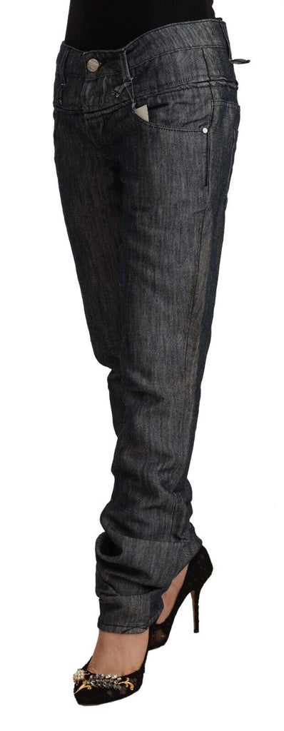 Acht Dark Gray Ramie Mid Wide Waist Straight Denim Jeans Acht