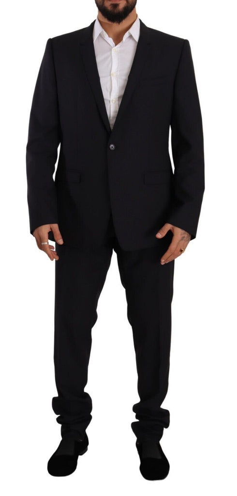 Dolce & Gabbana Blue GOLD Wool Single Breasted 2 Piece Suit Dolce & Gabbana