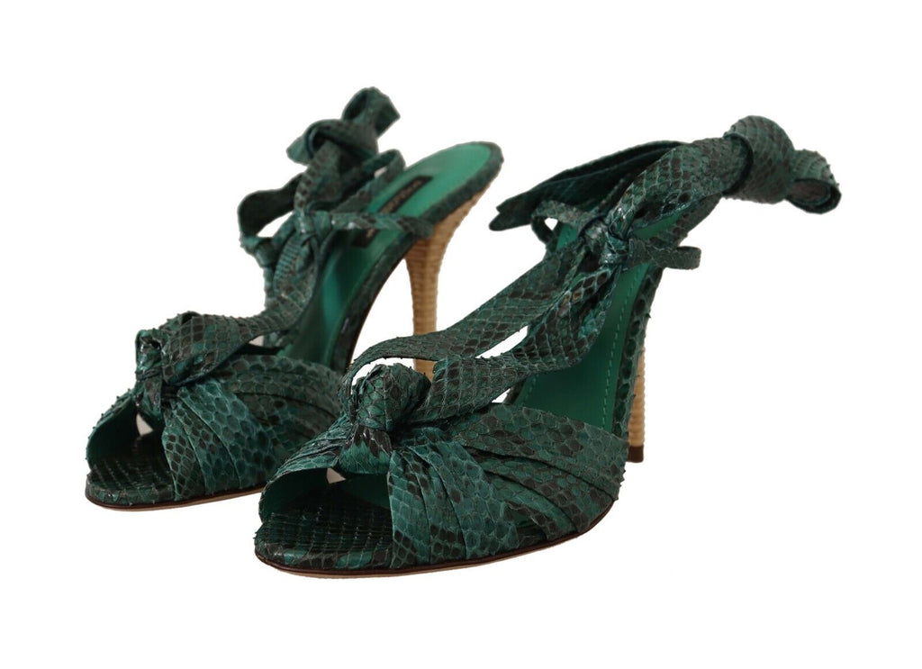 Dolce & Gabbana Emerald Exotic Leather Heels Sandals Shoes Dolce & Gabbana