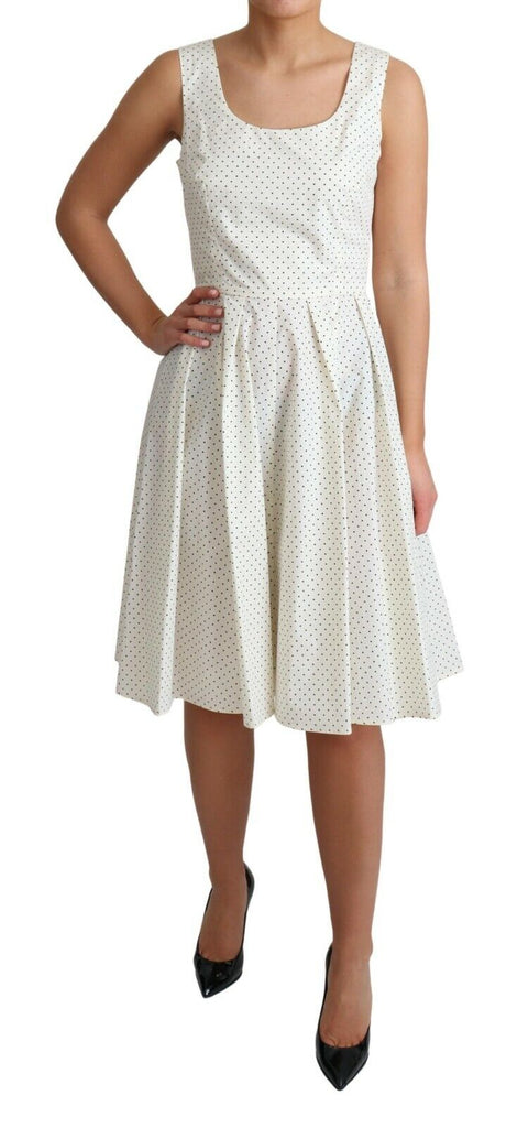 Dolce & Gabbana White Polka Dotted Cotton A-Line Dress Dolce & Gabbana