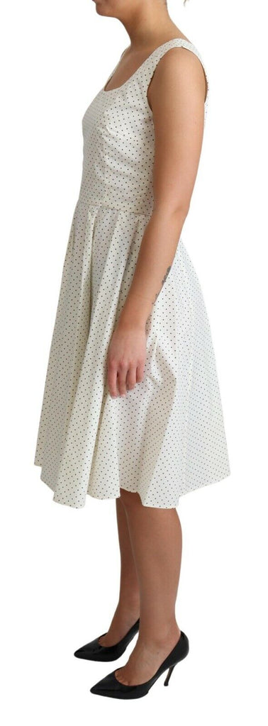 Dolce & Gabbana White Polka Dotted Cotton A-Line Dress Dolce & Gabbana