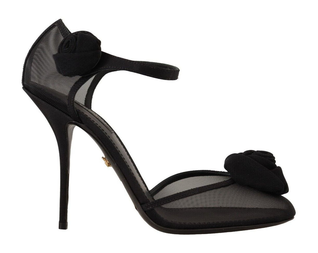 Dolce & Gabbana Black Mesh Ankle Strap High Heels Pumps Shoes Dolce & Gabbana