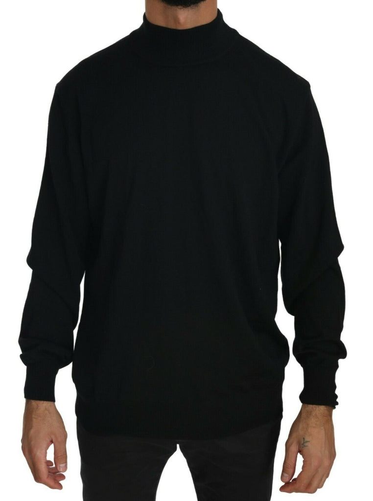MILA SCHÖN Black Turtle Neck Pullover Top Virgin Wool Sweater - Luxe & Glitz