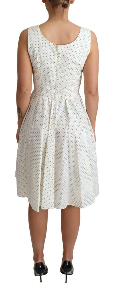 Dolce & Gabbana White Polka Dotted Cotton A-Line Dress Dolce & Gabbana