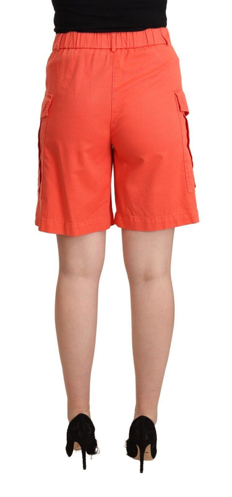 Peserico Orange Cotton High Waist Cargo Casual Shorts Peserico