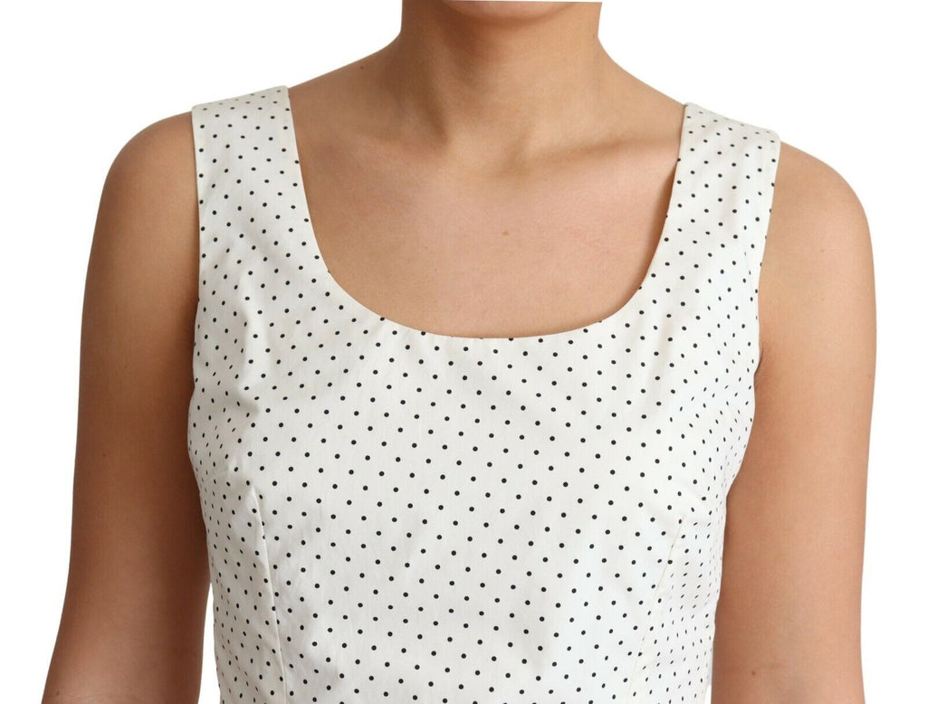 Dolce & Gabbana White Polka Dotted Cotton A-Line Dress Dolce & Gabbana