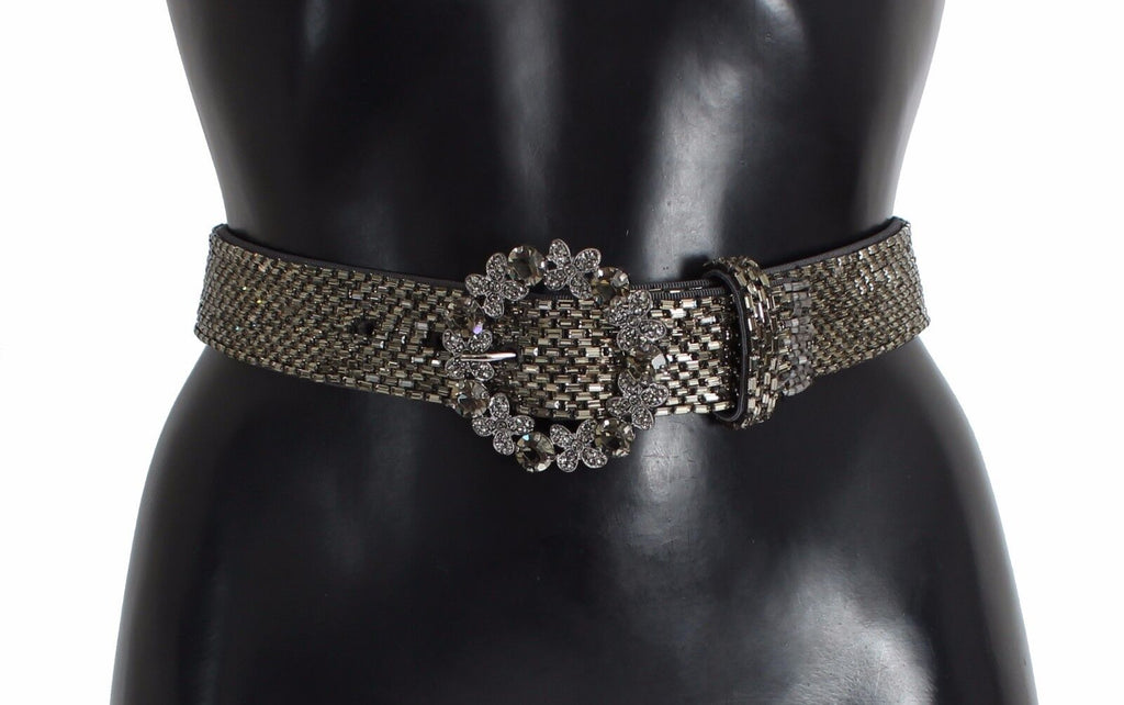 Dolce & Gabbana Multicolor Wide Crystal Buckle Sequined Belt - Luxe & Glitz