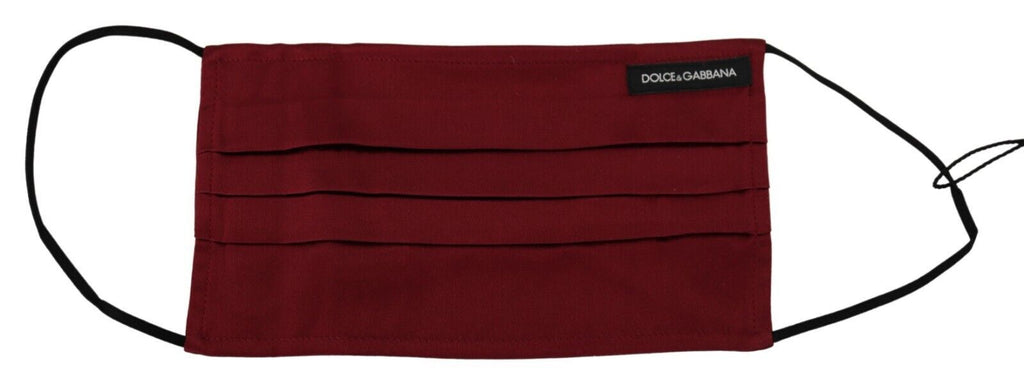 Dolce & Gabbana Maroon Silk Pleated Elastic Ear Strap One Size Face Mask - Luxe & Glitz