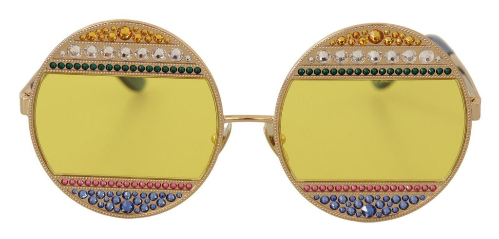 Dolce & Gabbana Gold Oval Metal Crystals Shades Sunglasses Dolce & Gabbana