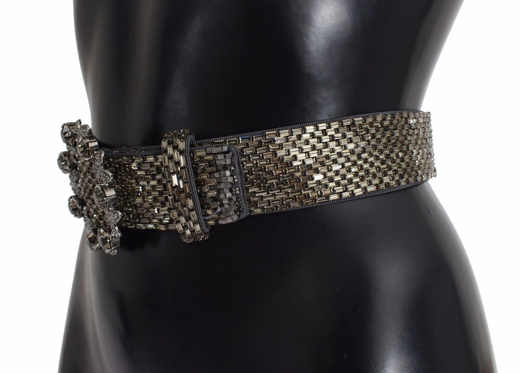 Dolce & Gabbana Multicolor Wide Crystal Buckle Sequined Belt - Luxe & Glitz