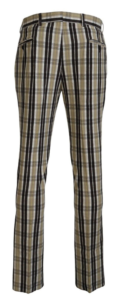 BENCIVENGA Multicolor Checkered Cotton Straight Fit Men Pants BENCIVENGA