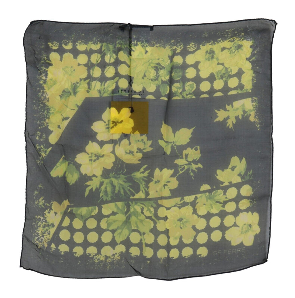 GF Ferre Black Yellow Floral Wrap Shawl Foulard Scarf - Luxe & Glitz