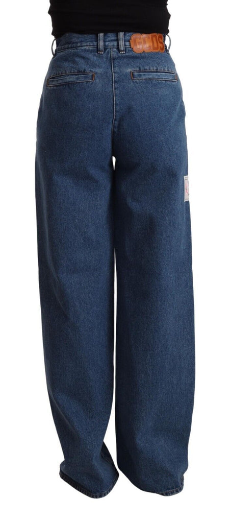 GCDS Blue Cotton High Waist Wide Leg Boot Cut Denim Jeans GCDS