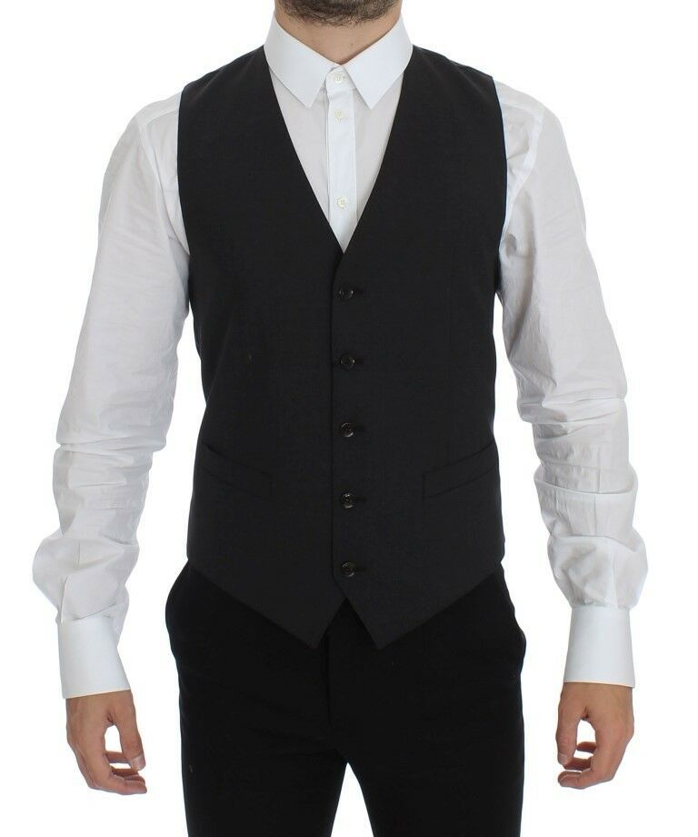 Dolce & Gabbana Gray Wool Stretch Dress Blazer Vest - Luxe & Glitz