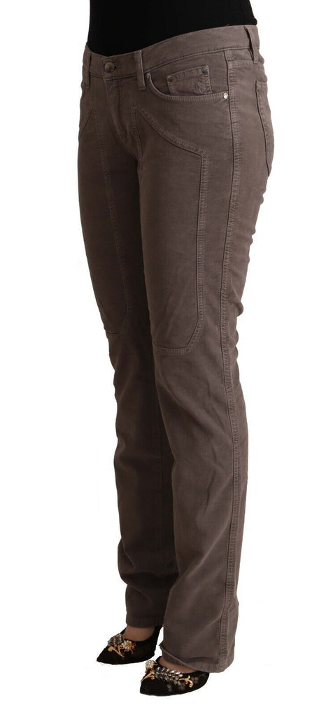 Jeckerson Brown Cotton Low Waist Iconic Patches Leg Denim Jeans Jeckerson
