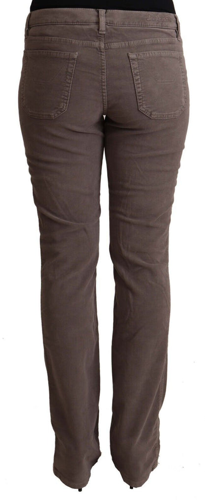 Jeckerson Brown Cotton Low Waist Iconic Patches Leg Denim Jeans Jeckerson