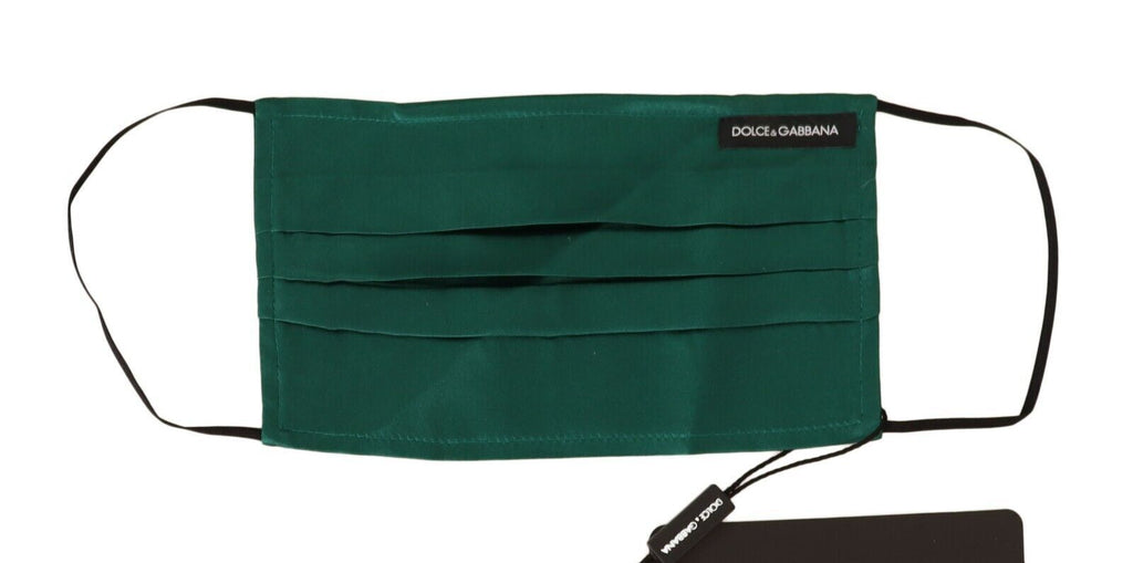 Dolce & Gabbana Green Silk Pleated Elastic Ear Strap Face Mask - Luxe & Glitz